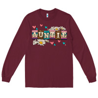 Burgundy daisy auntie Long Sleeve Tee - AdoDesignShop