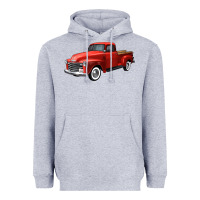 Heather Grey western red truck right 34 view Heavyweight Hoodie - FaDigitalArtStudio