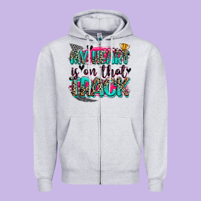 My Heart Is On That Track Zipper Hoodie Designed By Zillion Design Studio