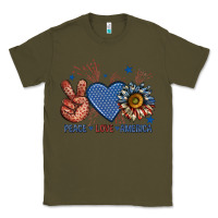 Army Green peace love america billie wilder Classic Tee - texasbilliewilder