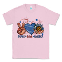Bubblegum Pink peace love america billie wilder Classic Tee - texasbilliewilder
