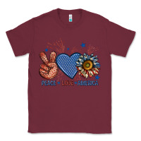 Burgundy peace love america billie wilder Classic Tee - texasbilliewilder