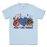 Dusty Blue peace love america billie wilder Classic Tee - texasbilliewilder