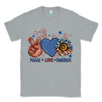 Heather Grey peace love america billie wilder Classic Tee - texasbilliewilder
