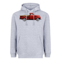 Heather Grey western red truck right side view Heavyweight Hoodie - FaDigitalArtStudio