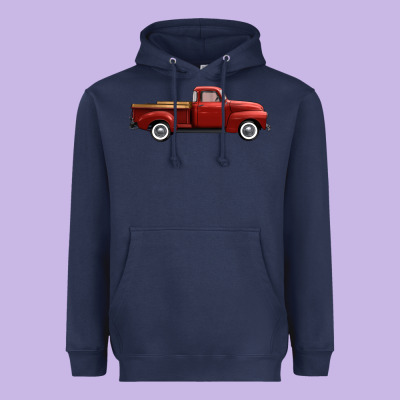 Western Red Truck Right Side View Heavyweight Hoodie Designed By Fadigitalartstudio