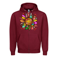 Burgundy strawberry sunflower Zipper Hoodie - texasbilliewilder