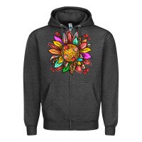 Charcoal Heather strawberry sunflower Zipper Hoodie - texasbilliewilder