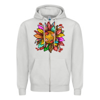 Dove Grey strawberry sunflower Zipper Hoodie - texasbilliewilder