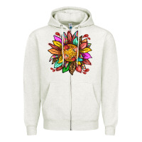 Oatmeal Heather strawberry sunflower Zipper Hoodie - texasbilliewilder