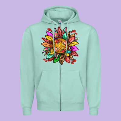 Strawberry Sunflower Zipper Hoodie Designed By Texasbilliewilder