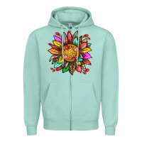 Seafoam strawberry sunflower Zipper Hoodie - texasbilliewilder