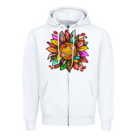 White strawberry sunflower Zipper Hoodie - texasbilliewilder