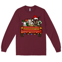 Burgundy Merry Christmas Truck Farm Animals Long Sleeve Tee - RanaPortraitStore