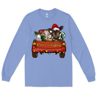 Colony Blue Merry Christmas Truck Farm Animals Long Sleeve Tee - RanaPortraitStore