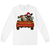 White Merry Christmas Truck Farm Animals Long Sleeve Tee - RanaPortraitStore