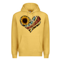 Antique Gold western sunflower cowhide  heart Premium Hoodie - Jasminsmagicworld