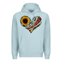 Blue Mist western sunflower cowhide  heart Premium Hoodie - Jasminsmagicworld