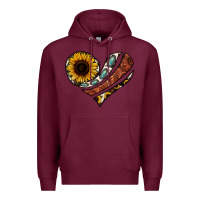 Burgundy western sunflower cowhide  heart Premium Hoodie - Jasminsmagicworld