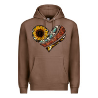 Chestnut western sunflower cowhide  heart Premium Hoodie - Jasminsmagicworld