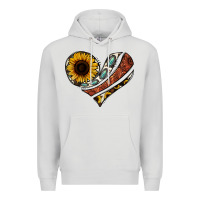 Dove Grey western sunflower cowhide  heart Premium Hoodie - Jasminsmagicworld