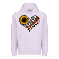 Lilac western sunflower cowhide  heart Premium Hoodie - Jasminsmagicworld