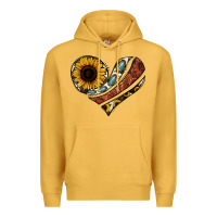 Mustard western sunflower cowhide  heart Premium Hoodie - Jasminsmagicworld