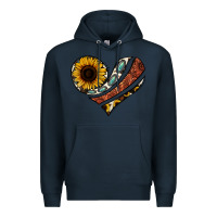 Navy western sunflower cowhide  heart Premium Hoodie - Jasminsmagicworld