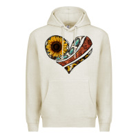 Oatmeal Heather western sunflower cowhide  heart Premium Hoodie - Jasminsmagicworld