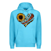 Ocean Blue western sunflower cowhide  heart Premium Hoodie - Jasminsmagicworld