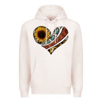 Pale Pink western sunflower cowhide  heart Premium Hoodie - Jasminsmagicworld