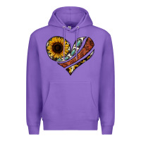 Purple western sunflower cowhide  heart Premium Hoodie - Jasminsmagicworld