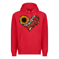 Red western sunflower cowhide  heart Premium Hoodie - Jasminsmagicworld