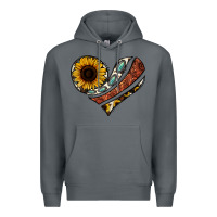 Rock western sunflower cowhide  heart Premium Hoodie - Jasminsmagicworld