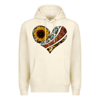 Western Sunflower Cowhide  Heart Premium Hoodie | Teevron