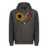 Smoke western sunflower cowhide  heart Premium Hoodie - Jasminsmagicworld