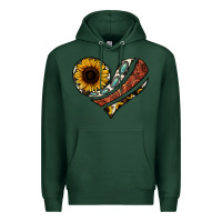 Sports Green western sunflower cowhide  heart Premium Hoodie - Jasminsmagicworld
