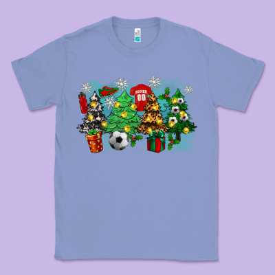 Classic Tee christmas trees with soccer