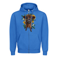 True Royal highland cow with sunflower Zipper Hoodie - RanaPortraitStore