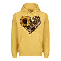 Antique Gold western sunflower leopard cowhide heart Premium Hoodie - Jasminsmagicworld