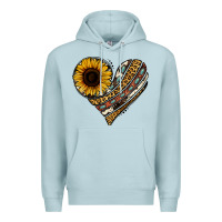 Blue Mist western sunflower leopard cowhide heart Premium Hoodie - Jasminsmagicworld