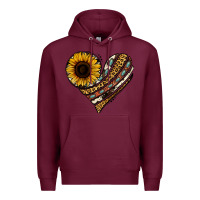 Burgundy western sunflower leopard cowhide heart Premium Hoodie - Jasminsmagicworld
