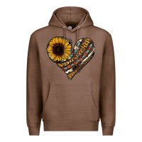 Chestnut western sunflower leopard cowhide heart Premium Hoodie - Jasminsmagicworld