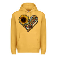 Mustard western sunflower leopard cowhide heart Premium Hoodie - Jasminsmagicworld