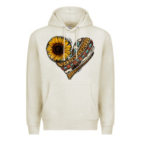 Oatmeal Heather western sunflower leopard cowhide heart Premium Hoodie - Jasminsmagicworld
