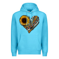 Ocean Blue western sunflower leopard cowhide heart Premium Hoodie - Jasminsmagicworld