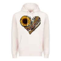Pale Pink western sunflower leopard cowhide heart Premium Hoodie - Jasminsmagicworld
