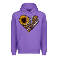 Purple western sunflower leopard cowhide heart Premium Hoodie - Jasminsmagicworld