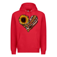 Red western sunflower leopard cowhide heart Premium Hoodie - Jasminsmagicworld