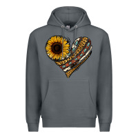 Rock western sunflower leopard cowhide heart Premium Hoodie - Jasminsmagicworld